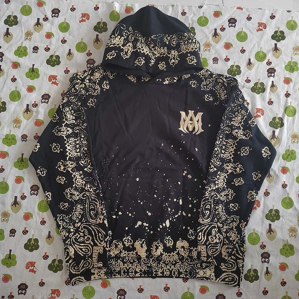 Amiri Bandana Bleach All Over Black Hoodie